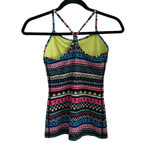 Ivivva Girls Size 12 Tank Top Racerback Y Strap Logo Aztec Printed Black Shelf - Picture 7 of 9